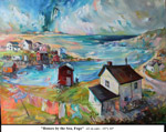 Houses by the Sea, Fogo, Oil on Canvas